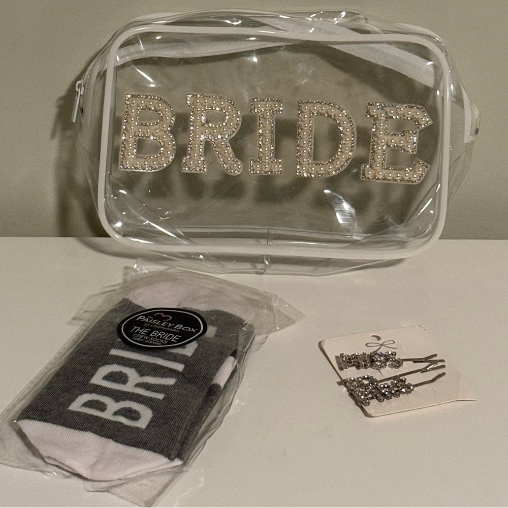 New - Bridal accessories - clear bag, unopened socks and Bobby pins!
